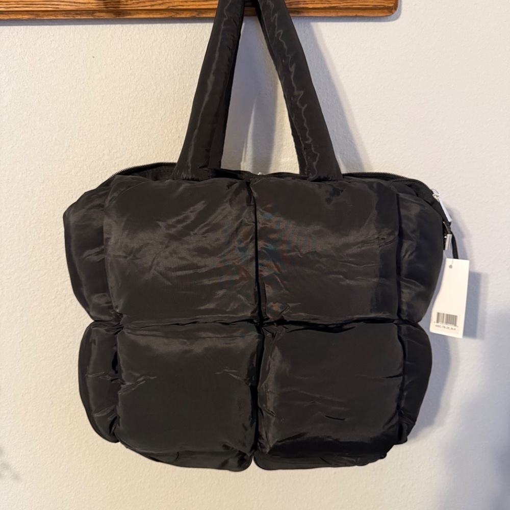Katydid black puffer tote bag NWT